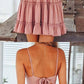 Pink Spaghetti Strap Plunge Lace Panel Open Back Mini homecoming Dress cg2717