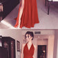 Rust Bridesmaid Dresses,Rust Color Bridesmaid Dresses,Rust Red prom Dresses,Halter Bridesmaid Dresses cg2736
