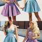 Spaghetti Straps V Neck Mini Homecoming Dress Aqua Silver Cocktail Dress  cg2782