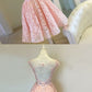 High Low Scoop Open Back Pearl Pink Lace Homecoming dress cg2847