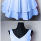 Pretty Short Satin V Neck Ruffle Homecoming Dresses Light Blue cg2905