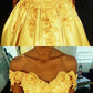 Yellow Satin off shoulder ball gowns prom dress with lace flower beaded cg2955