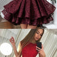 A-Line Round Neck Short Red Lace Homecoming Dress cg2975