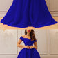 Royal Blue Sweetheart Tulle Off The Shoulder Prom Dresses Lace Appliques Evening Gowns cg3002
