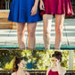 Fashion A-Line Short Yellow Homecoming Dress Satin Royal Blue Party Dress cg3019