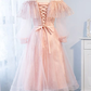 Pink tulle lace short dress, homecoming dress cg3025