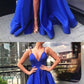 A Line V Neck Royal Blue Prom Dress cg3060