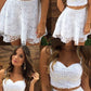 Two Piece Straps Short White Lace Homecoming Cocktail Dress ,cheap homecoming dress cg319
