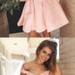 Short Pink Dress Homecoming Dress With Pockets  cg322