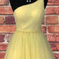 Sparkly Tulle One Shoulder Yellow Homecoming Dress cg3352