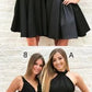 Halter/V Neck Short Black Satin Homecoming Dress  cg3358