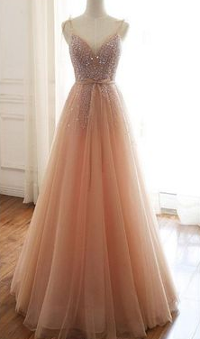 TULLE BEADS SEQUIN LONG PROM DRESS, EVENING DRESS cg3361