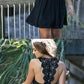 Simple A-Line Scoop Neckline Sleeveless Black Chiffon Homecoming Dresses With Lace cg3449