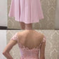 Glamorous A Line Off the Shoulder Pink Short Homecoming Dress  cg3469