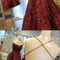A Line Criss Cross Straps Back Burgundy Sequins Homecoming Dress cg3502