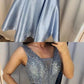 V-neck Beading Bodice Blue Homecoming Dress  cg3522