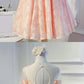 Modest Pink Lace Short Formal Party homecoming Dress With Sleeves cg3534