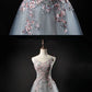 Gray Tulle Prom Dress, V Neck Prom Dresss , Long Evening Dress For Teens, Senior Prom Dress cg3543