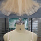 Champagne Tulle Spaghetti Long Open Back Ruffles Prom Dress  cg3610
