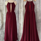 Charming Chiffon Wine Red Round Neckline Party prom Dress, Beautiful Bridesmaid Dress cg3634