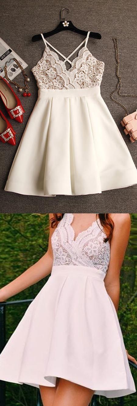 White homecoming dress,short homecoming dress cg373