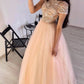 Princess Cap Sleeves tulle Ball Gown prom dress cg3738