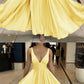long yellow bridesmaid prom dresses plunge v neck cg3768