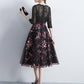 Black Lace Top With Floral Skirt Tea Length Party Dress, Cute Party homecoming Dress 2020 cg3800