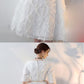 Homecoming Dresses White Feathers Tea Length Party Dress with Sleeves cg3845