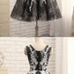 scoop neck white & black lace appliqued a-line homecoming dress cg3853