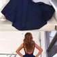 Mermaid V-Neck Navy Blue Prom Dress with Ruffles cg3891