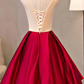 BURGUNDY LACE APPLIQUE SHORT DRESS LACE HOMECOMING DRESS cg3895