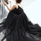 Black v neck tulle sequins long prom dress, evening dress cg3912