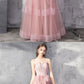 Pink tulle lace long prom dress pink evening dress cg3917