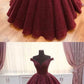 Burgundy tulle off shoulder long prom dress burgundy evening dress cg3918