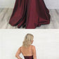 Affordable Burgundy Spaghetti Strap V-Neck Open Back Floor Length Evening Prom Dresses ,burgundy prom dress cg405
