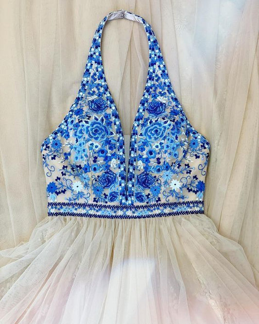 Gorgeous White Long Prom Dress with Halter cg4159