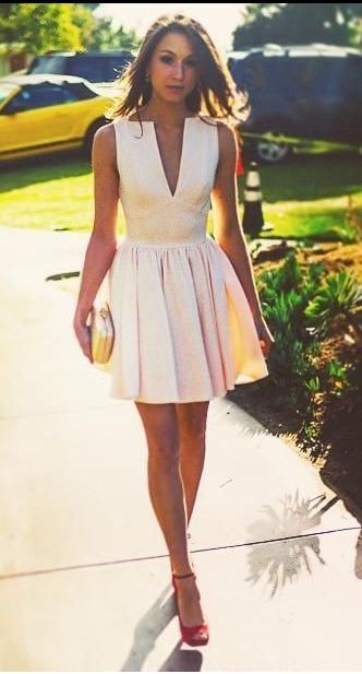 Sexy Sleeveless Deep V-neck High Waist Dress , homecoming dress cg416