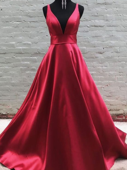 A Line V Neck Burgundy Prom Dresses, V Neck Burgundy Formal Bridesmaid Dresses cg4192