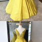 Shinning yellow satin long winter formal prom dress, long A-line evening gown  cg4399
