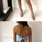 A-Line Spaghetti Straps Open Back Above-Knee Light Blue Homecoming Dress cg442
