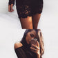 Bodycon High Neck Long Sleeves Lace Little Black homecoming Dress cg4450