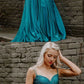 Green sweetheart chiffon long prom dress green evening dress cg4476