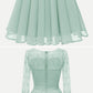 Lace Chiffon Cocktail Solid Swing prom Dress With Sleeves  cg4549
