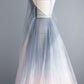 GRAY TULLE LONG PROM DRESS GRAY TULLE FORMAL DRESS cg4555