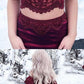 Two Piece Off-the-Shoulder Dark Red Satin Prom Dress with Lace Beading  ,burgundy prom dress cg459