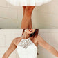White tulle lace short dress white lace homecoming dress cg4647