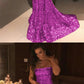 Long Purple Sequins Strapless Prom Dress Mermaid Evening Gowns cg4672