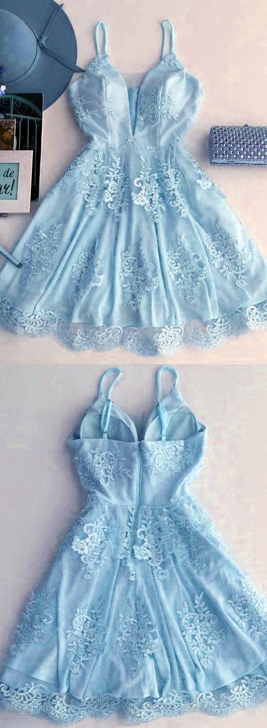 light blue homecoming dress,short homecoming dress ,v-neck cocktail dress,semi formal dresses,elegant party dress cg475