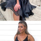 Black v neck sequins lace short party dress, black evening homecoming dress cg4756
